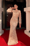 Sequin Fringed Design Dress Gold