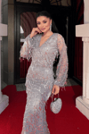 Sequin Fringed Design Dress Grey