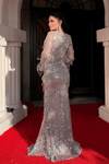 Sequin Fringed Design Dress Grey