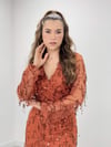 Sequin Fringed Design Dress Red