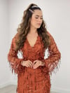 Sequin Fringed Design Dress Red