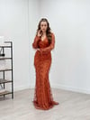 Sequin Fringed Design Dress Red