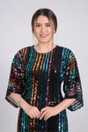 Renkli Payet Tasarım Mini Elbise - Siyah