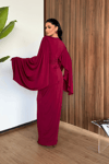 Sandy Kumaş Büzgü Detaylı Elbise - BORDO
