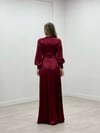Saten Kumaş Degaje Yaka Abiye Elbise - BORDO
