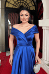 Boat Neck Evening Dress - SAX BLUE