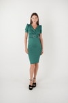 Scuba Fabric Belt Detailed Dress - Emerald Green