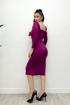 Scuba Fabric Slit Detailed Dress Plum