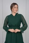 Şifon Kumaş Mini Elbise - Zümrüt