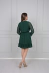 Şifon Kumaş Mini Elbise - Zümrüt