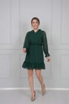 Şifon Kumaş Mini Elbise - Zümrüt