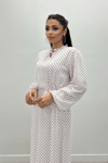 Sifon Kumaş Puantiye Desenli Elbise - KAHVERENGİ