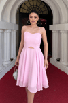 Sifon Kumaş Sırtı İpli Elbise - PEMBE