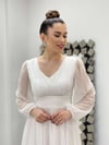 Sim Detaylı Midi Elbise - BEYAZ