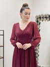 Sim Detaylı Midi Elbise - BORDO