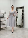 Sim Detaylı Midi Elbise - GRİ