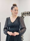 Sim Detaylı Midi Elbise - SİYAH