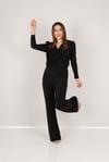 Simli Bluz Pantolon Takım - Siyah