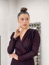 Simli Kalem Elbise - BORDO