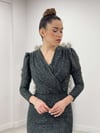 Simli Kalem Elbise - GÜMÜŞ