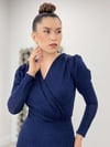Simli Kalem Elbise - LACİVERT