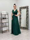 Simli Kumaş Bel Motifli Elbise - ZÜMRÜT YEŞİL