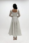 Silvery Fabric Square Neck Midiboy Dress - WHİTE