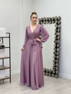 Silvery Tulle Fabric Belted Flared Dress - Powder