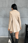 Suni Deri Blazer Ceket - KREM