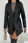 Suni Deri Blazer Ceket - SİYAH