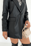 Suni Deri Blazer Ceket - SİYAH