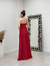 One Shoulder Silvery Tulle Dress - Red