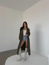 Torino Kumaş Önü Düğmeli Trençkot - HAKİ YEŞİLİ