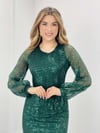 Tül Payet Tasarım Elbise  - ZÜMRÜT YEŞİL