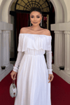 Silvery Evening Dress on Tulle - White
