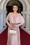 Silvery Evening Dress on Tulle - Powder