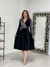 Top sequin lower velvet dress - silver