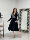 Top sequin lower velvet dress - silver