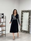 Top sequin lower velvet dress - silver