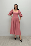 Viscon Fabric Midi Dress - Powder