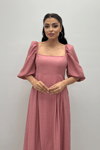 Viscon Fabric Midi Dress - Powder