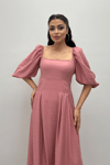 Viscon Fabric Midi Dress - Powder