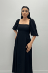 Viscon Fabric Midi Dress - Black
