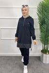1090 PUREVA ÜÇLÜ TAKIM KAPİTONE YELEKLİ - Siyah