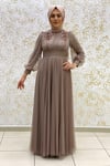 2207 NEW ELEGANS ELBİSE - Vizon