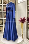 2222 New Elegans Elbise - Gece Mavisi