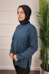 24606 AYLİN TRİKO KAZAK - Petrol