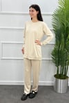 Çımalı Tunik Pantolon Spor Takım - Bej