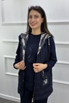 Kapüşonlu Kapitone Yelekli Üçlü Takım - LACİVERT
