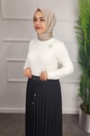 Elastic Pleated Crepe Skirt - BLACK